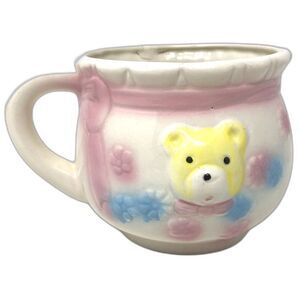 VTG Nancy Pew Nursery Mug Pastel Bear Bunny & Bow Planter Giftwares Co Baby Gift